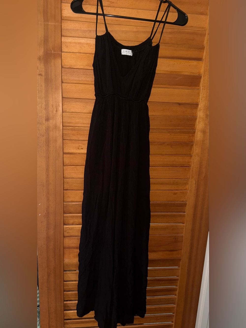 Ava Sky Black Spaghetti-Strap Maxi Dress
